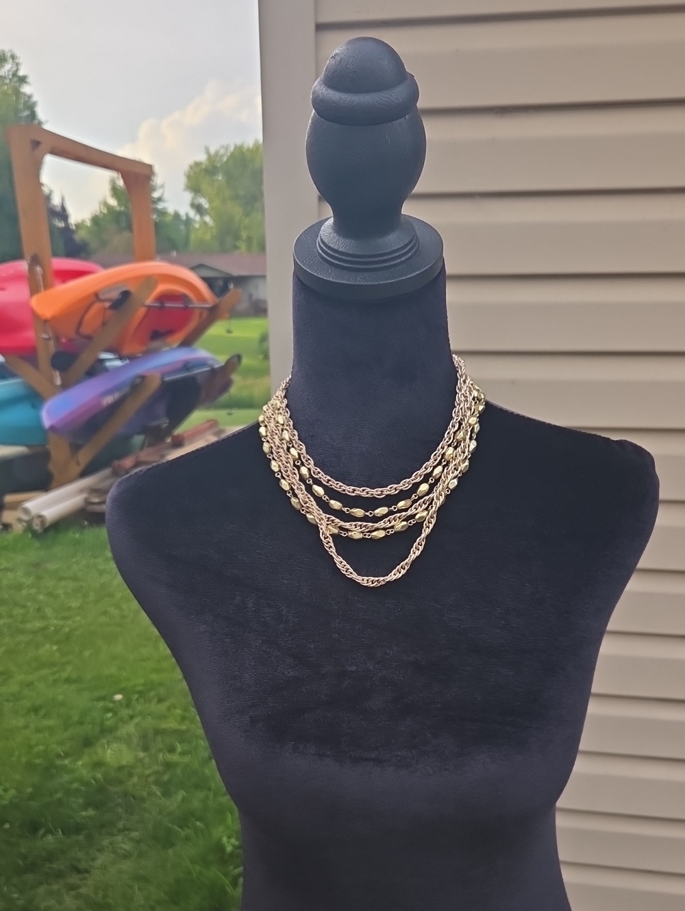 Layered Gold-Tone Multi-Chain Necklace for Women